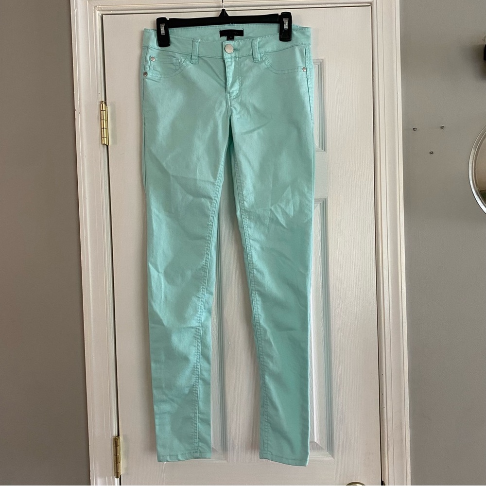 Fire Los Angeles Mint Green Blue Skinny Pants Stretchy Colorful Size 5